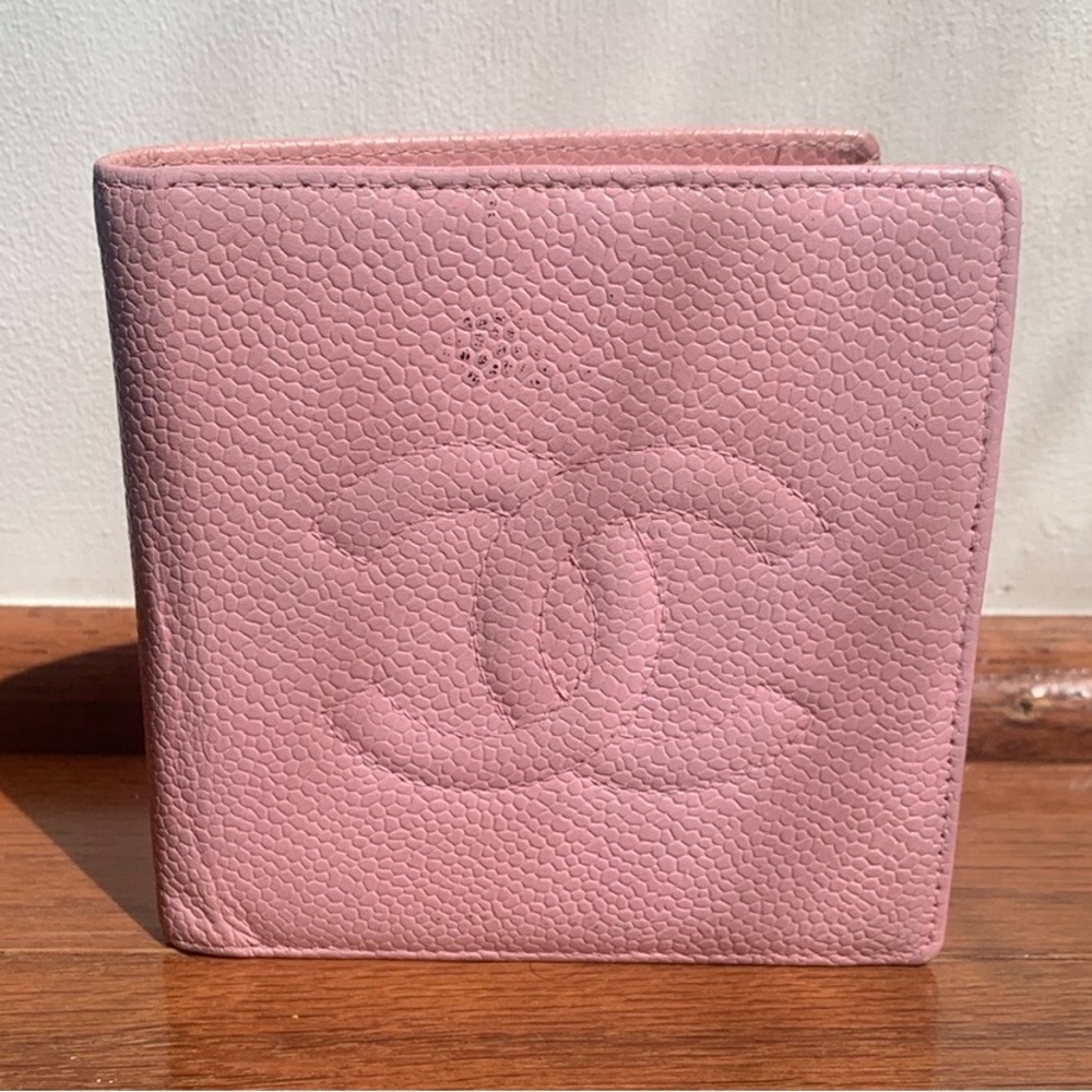Chanel Pink Caviar Leather Bi-fold Wallet